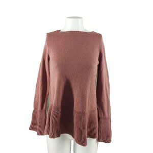 NWT $49 STYLE&CO Cozy Fall Sweater Boat Neck Dusty Rose Flared Cuff textured